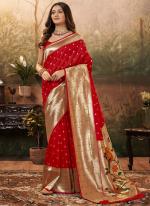 Paithani Silk Red Festival Wear Weaving Saree